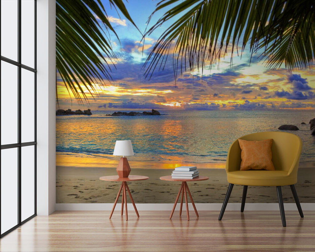 Strand met palmbomen en water — interieur 4