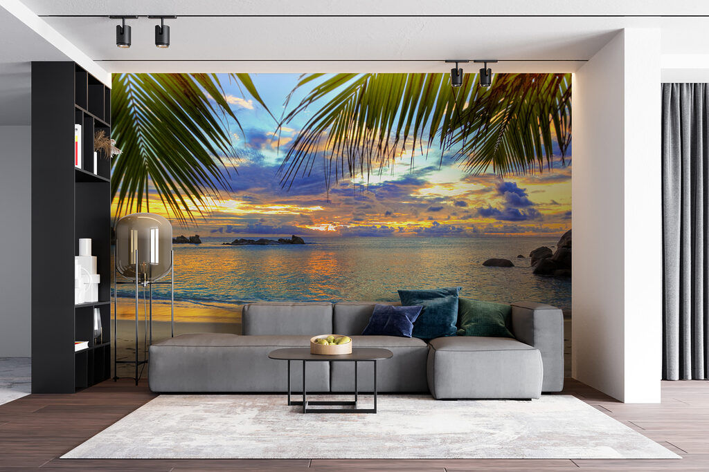 Strand met palmbomen en water — interieur 7