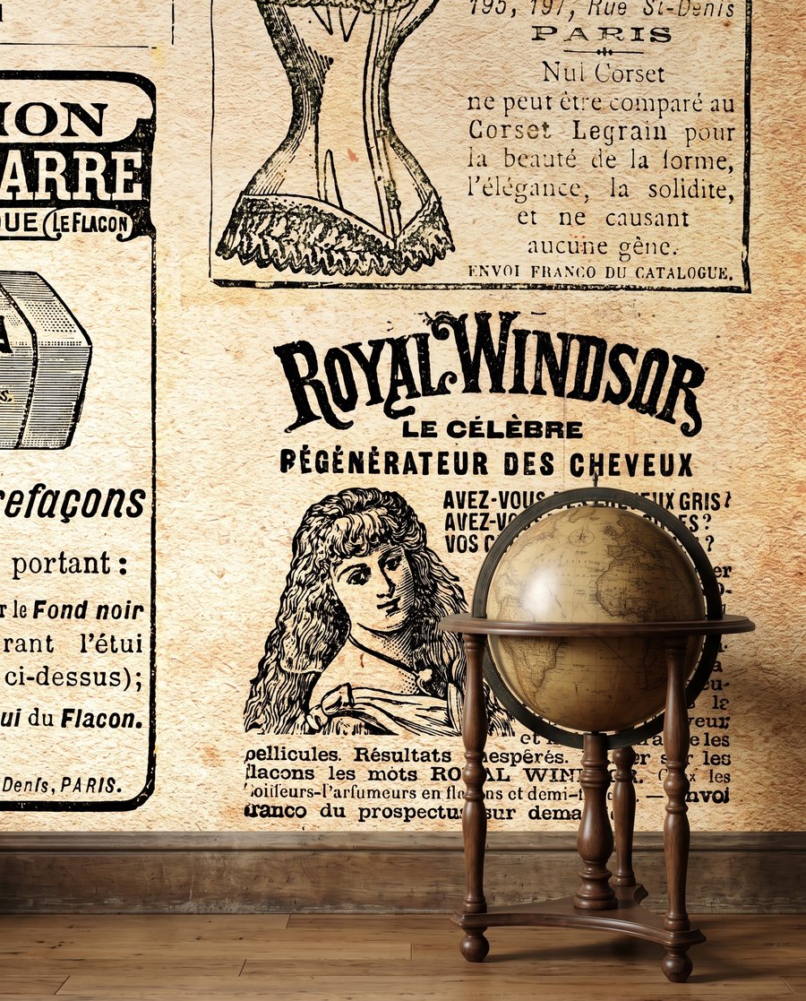 Blad vol oude advertenties — detail