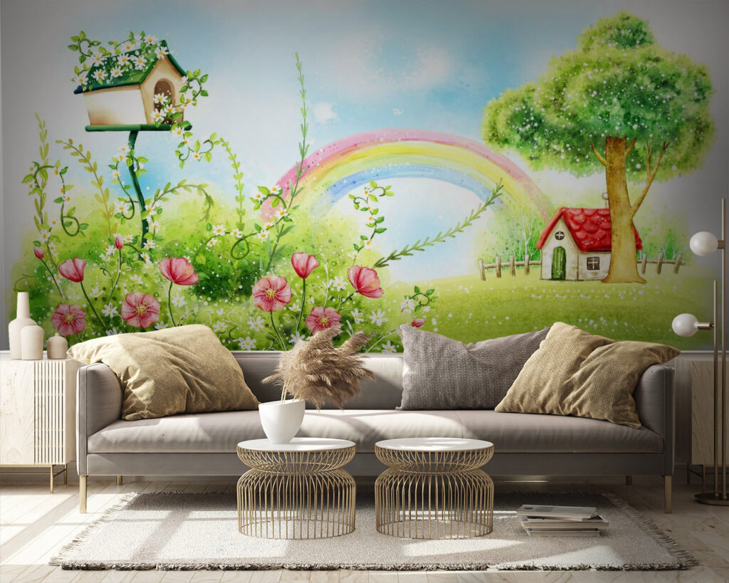 Vogelhuisje naast een regenboog — interieur 3