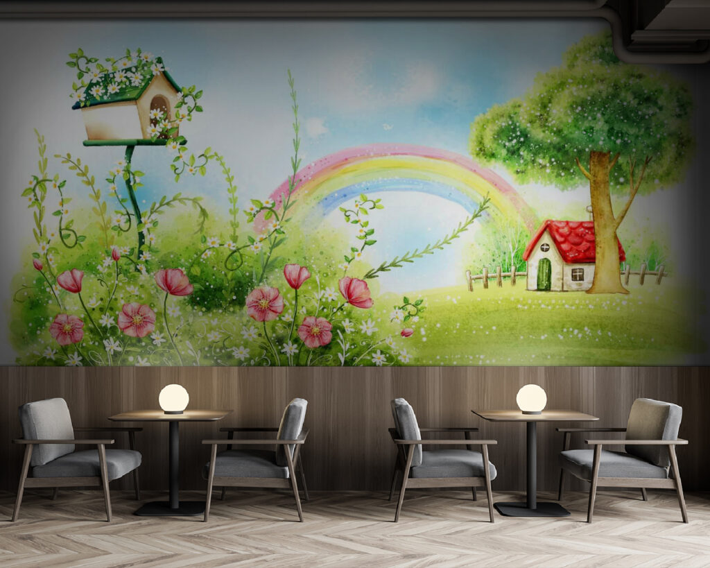 Vogelhuisje naast een regenboog — interieur 5