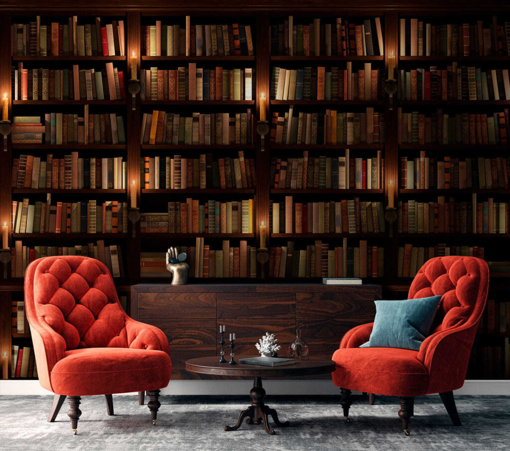 Grote boekenkast vol boeken — interieur 1
