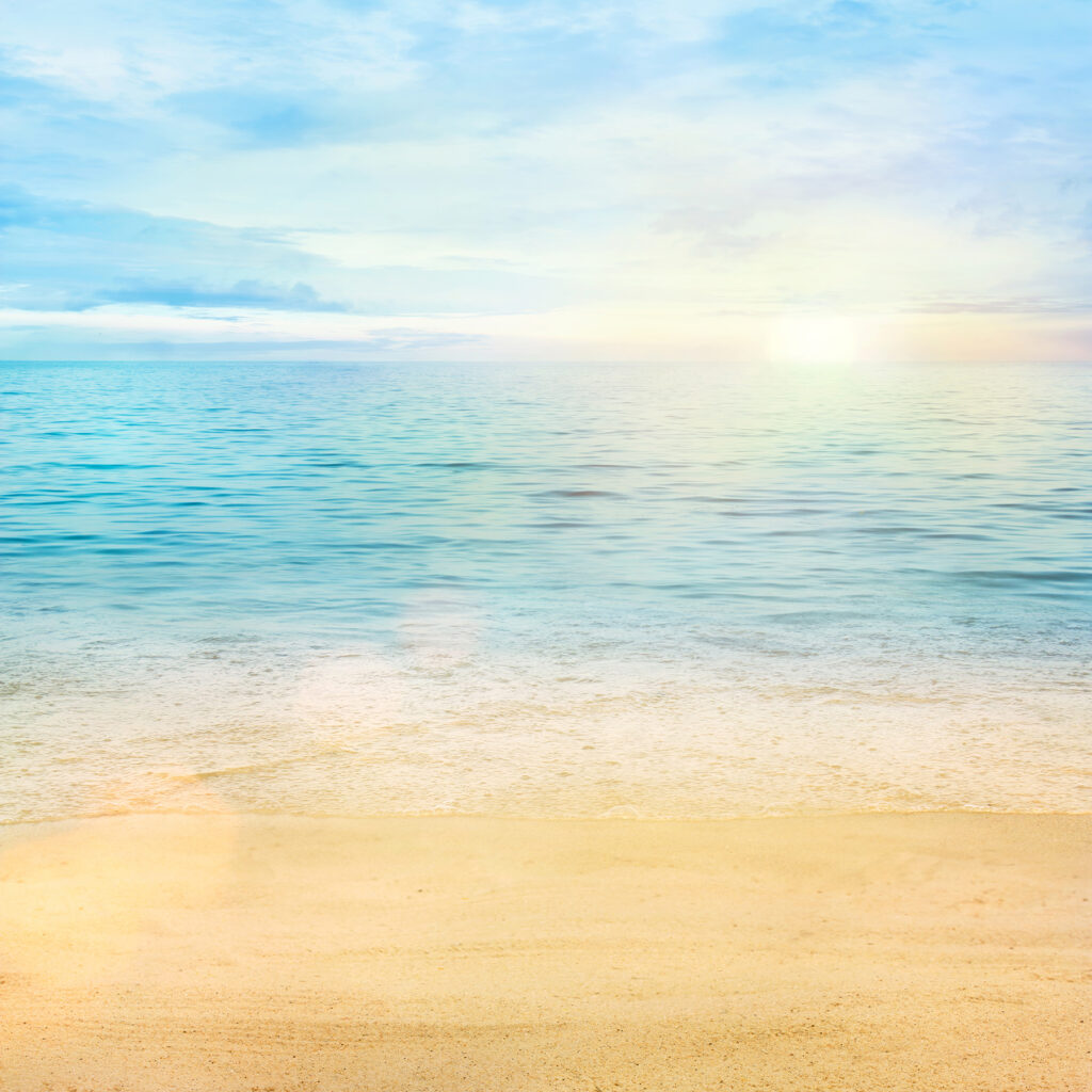 Strand in zacht ochtendlicht — volledig ontwerp