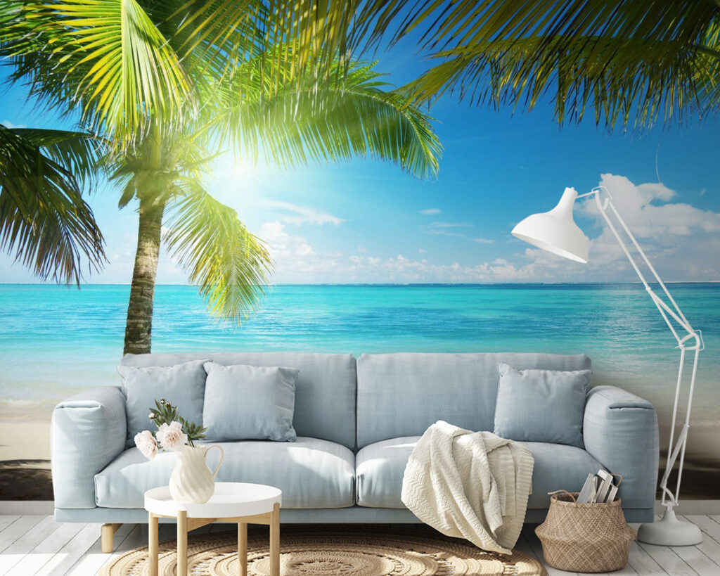 Palmbomen op een strand — interieur 1