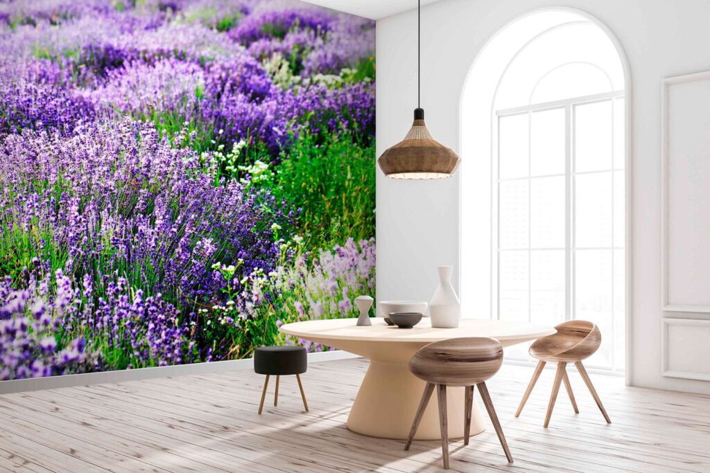 Lavendelplanten in golvende rijen — interieur 1