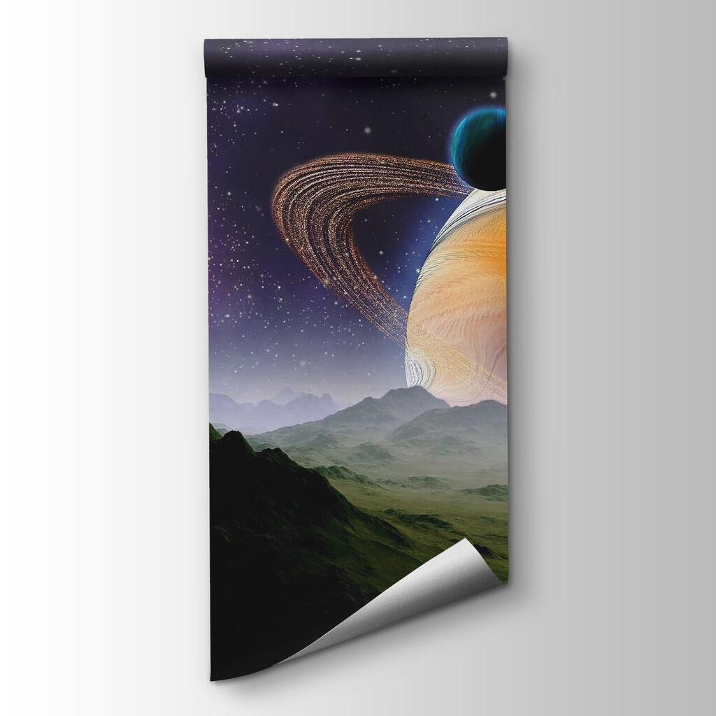 Planeten boven een bergdal — productweergave