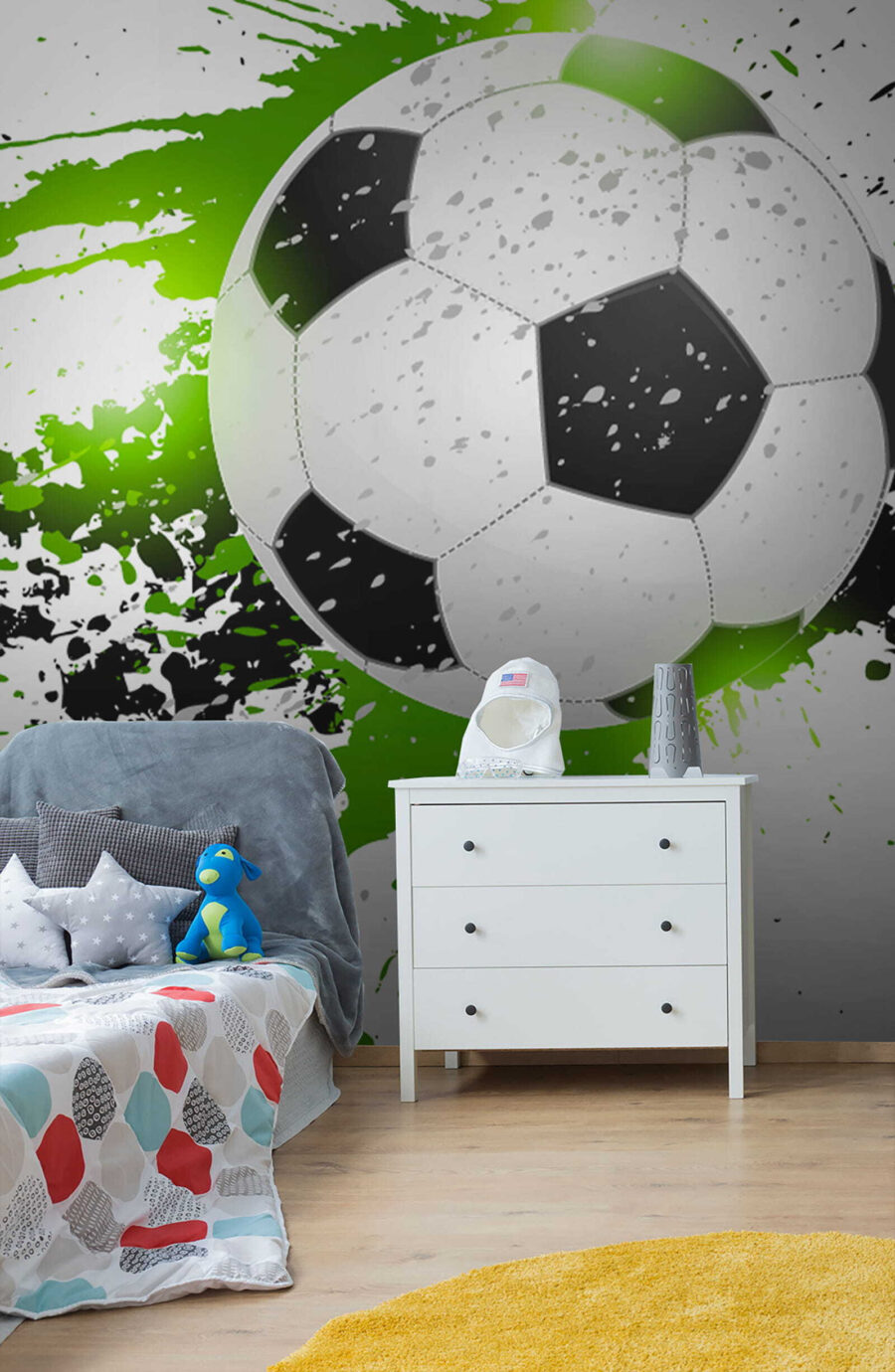Voetbal in groene verfspatten — interieur 3