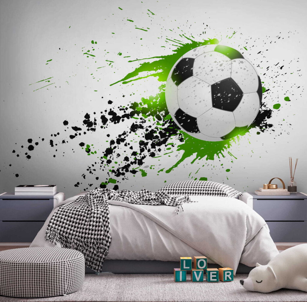 Voetbal in groene verfspatten — interieur 2