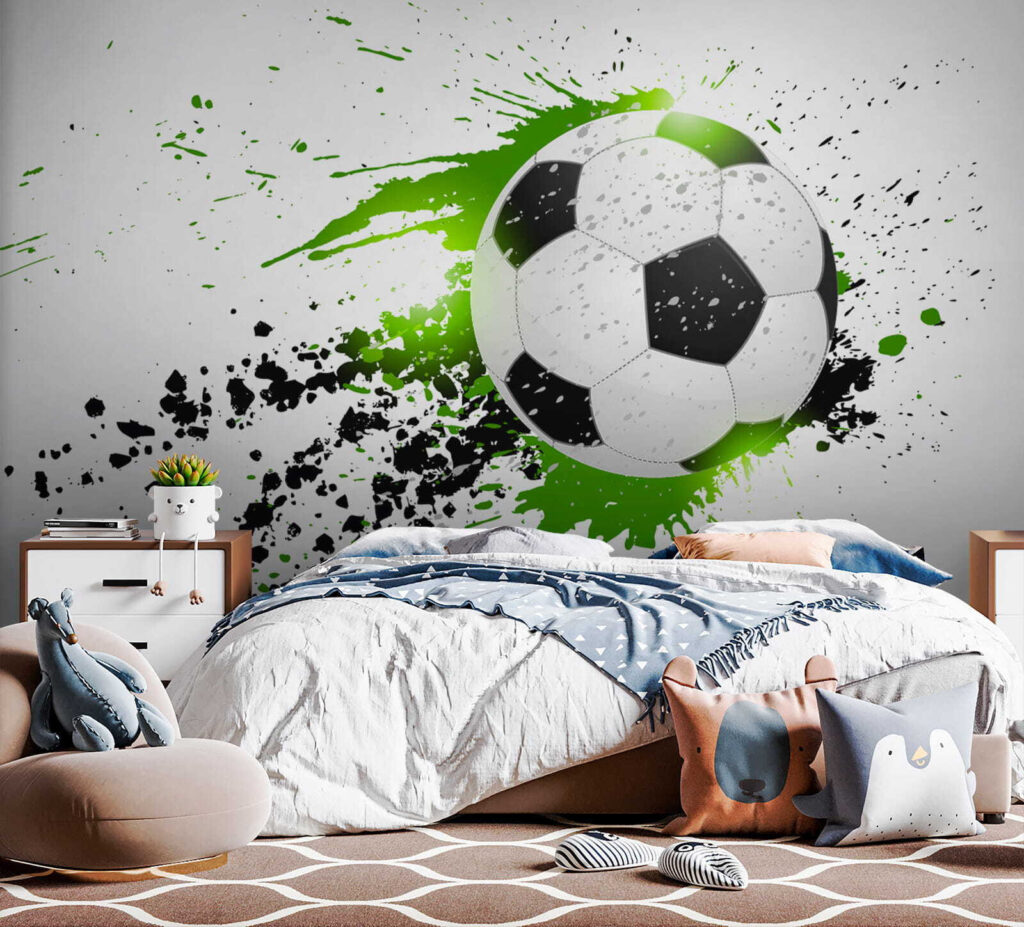 Voetbal in groene verfspatten — interieur 4