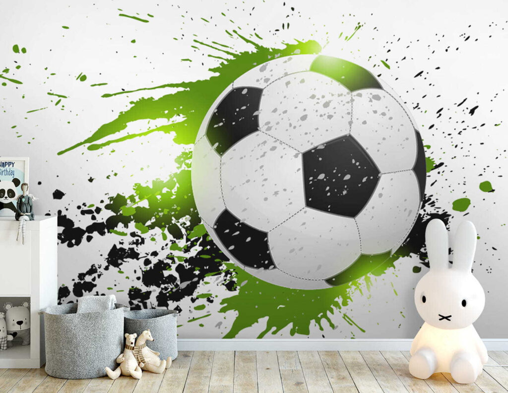 Voetbal in groene verfspatten — interieur 5
