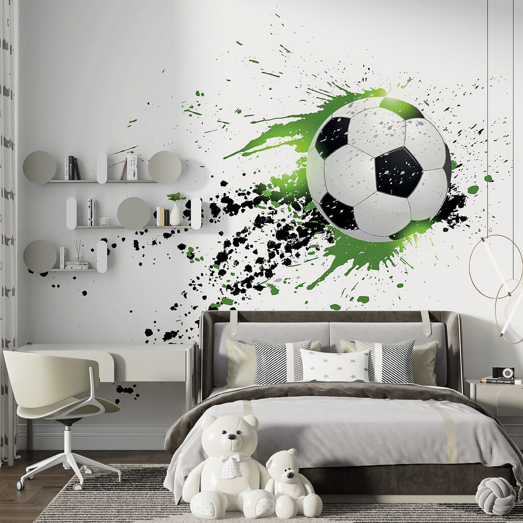 Voetbal in groene verfspatten — interieur 10