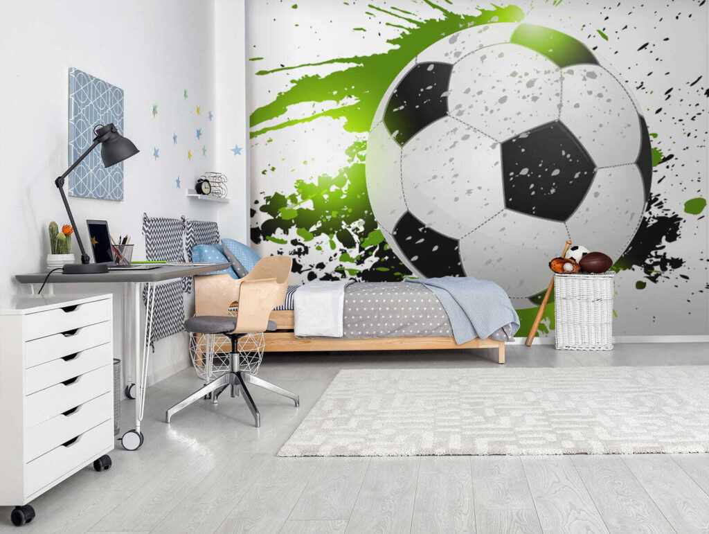 Voetbal in groene verfspatten — interieur 6