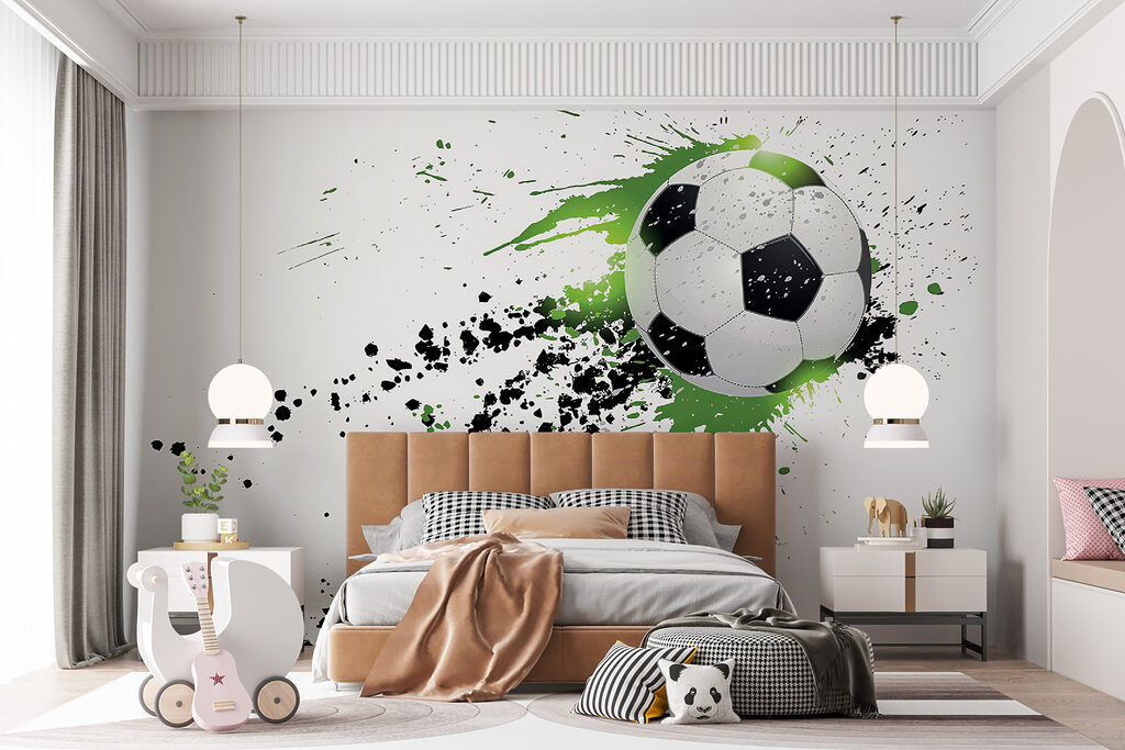 Voetbal in groene verfspatten — interieur 11