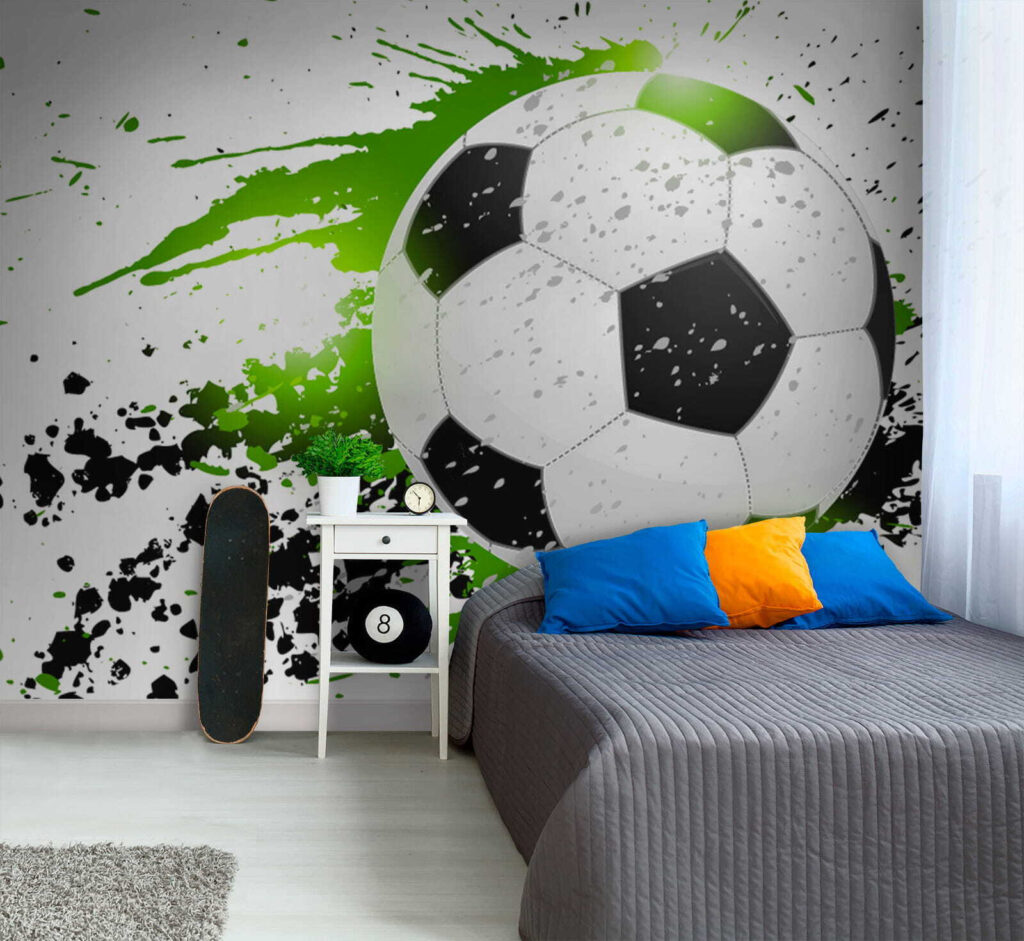 Voetbal in groene verfspatten — interieur 7