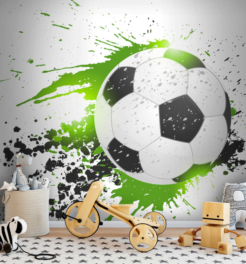 Voetbal in groene verfspatten — interieur 8