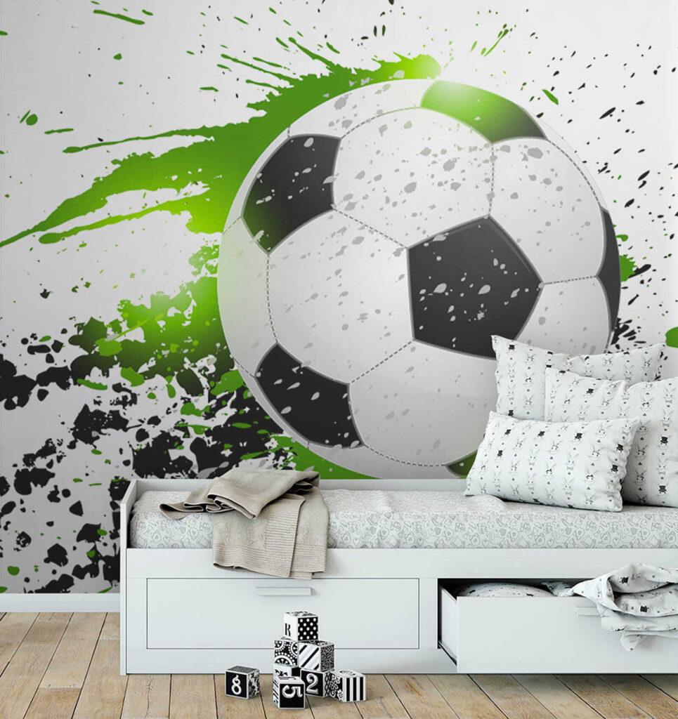 Voetbal in groene verfspatten — interieur 9