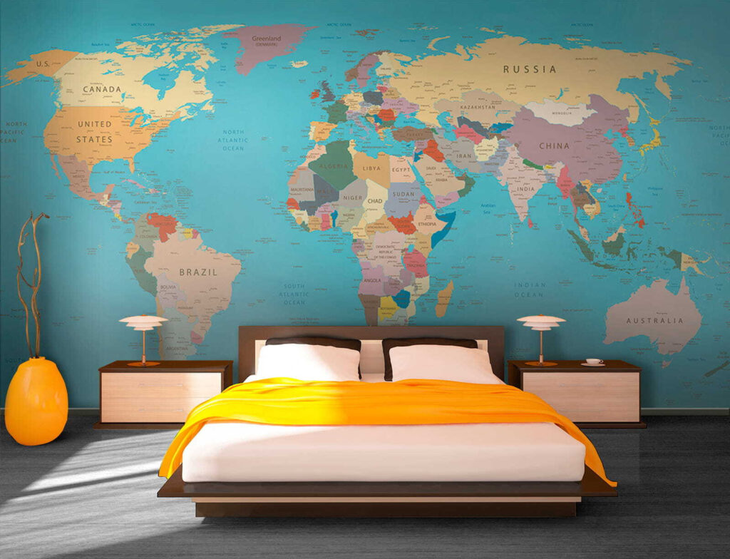 Wereldkaart in een goudrand — interieur 2