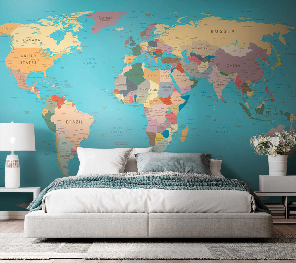 Wereldkaart in een goudrand — interieur 3