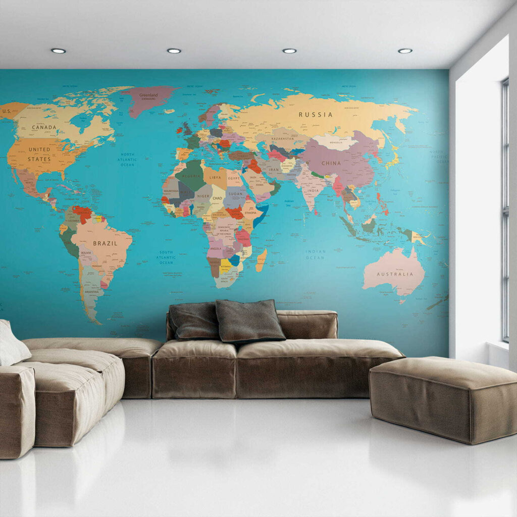Wereldkaart in een goudrand — interieur 5