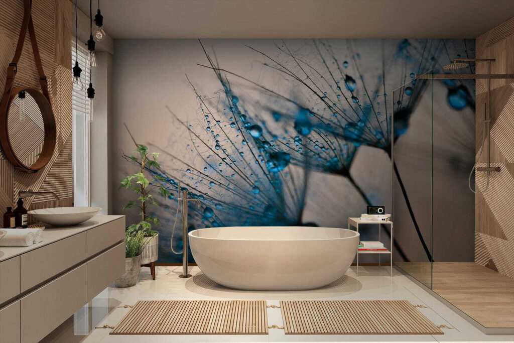 Delicate druppels op fragiele bloemblaadjes in een interieur