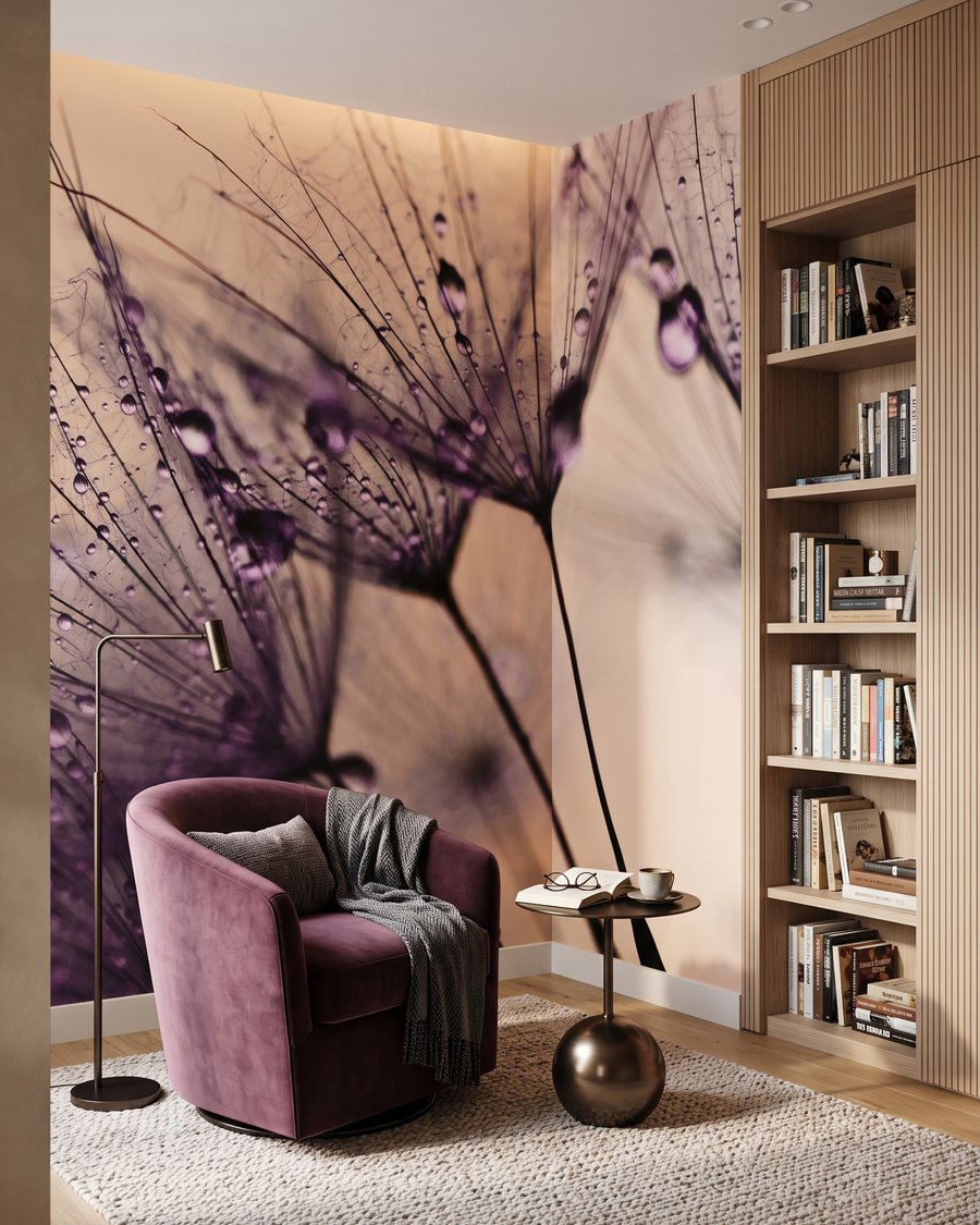 Dauwdruppels aan fijne pluisjes — interieur 1
