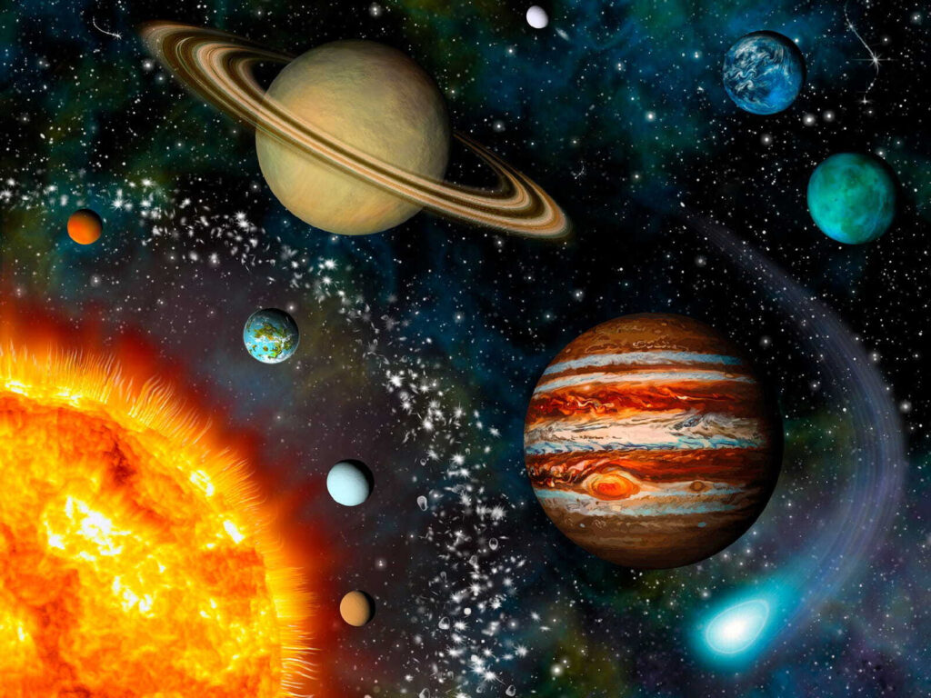 Planeten langs een zonnevlam — volledig ontwerp