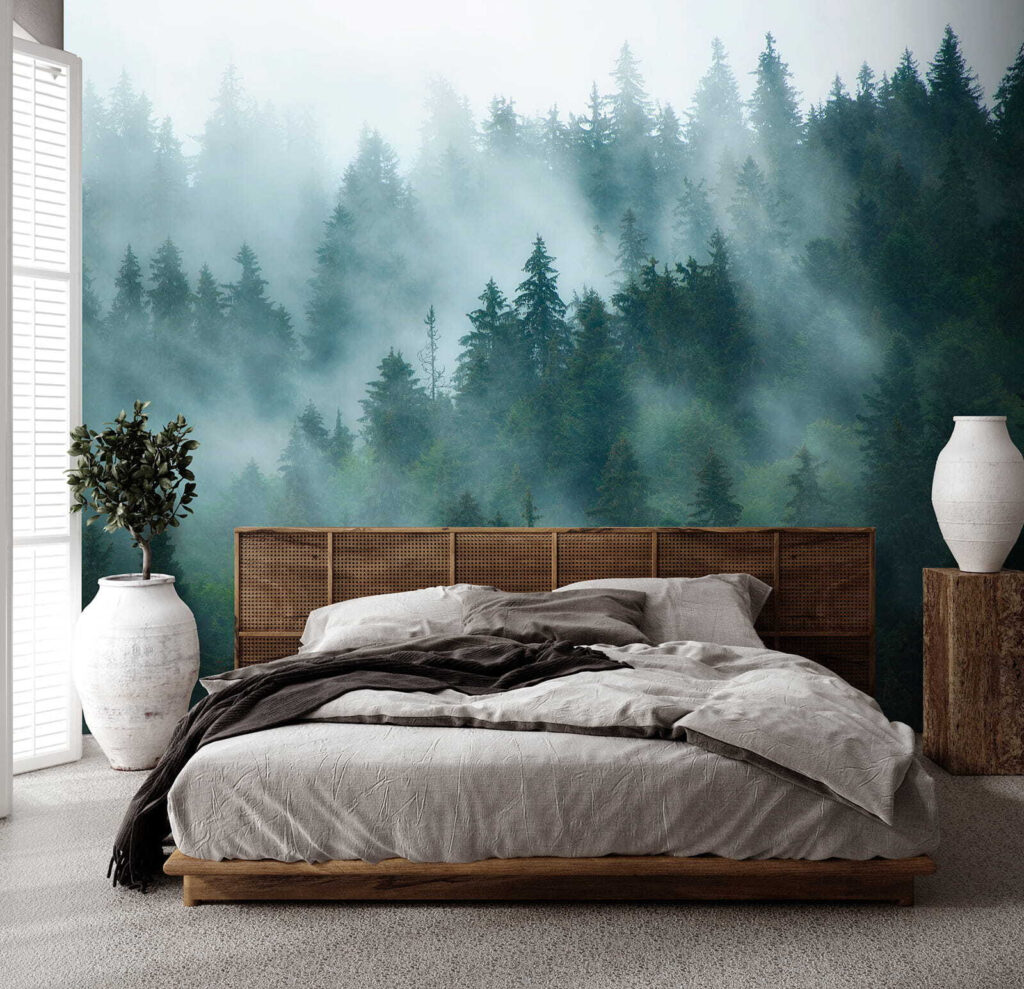 Nevel tussen donkergroene naaldbomen — interieur 3