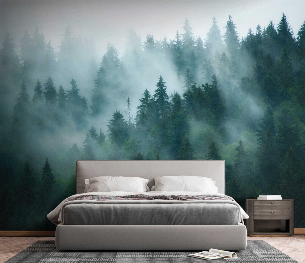 Nevel tussen donkergroene naaldbomen — interieur 6