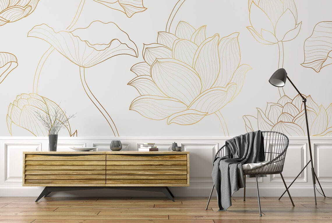 Lotus in fijne goudcontouren — interieur 2