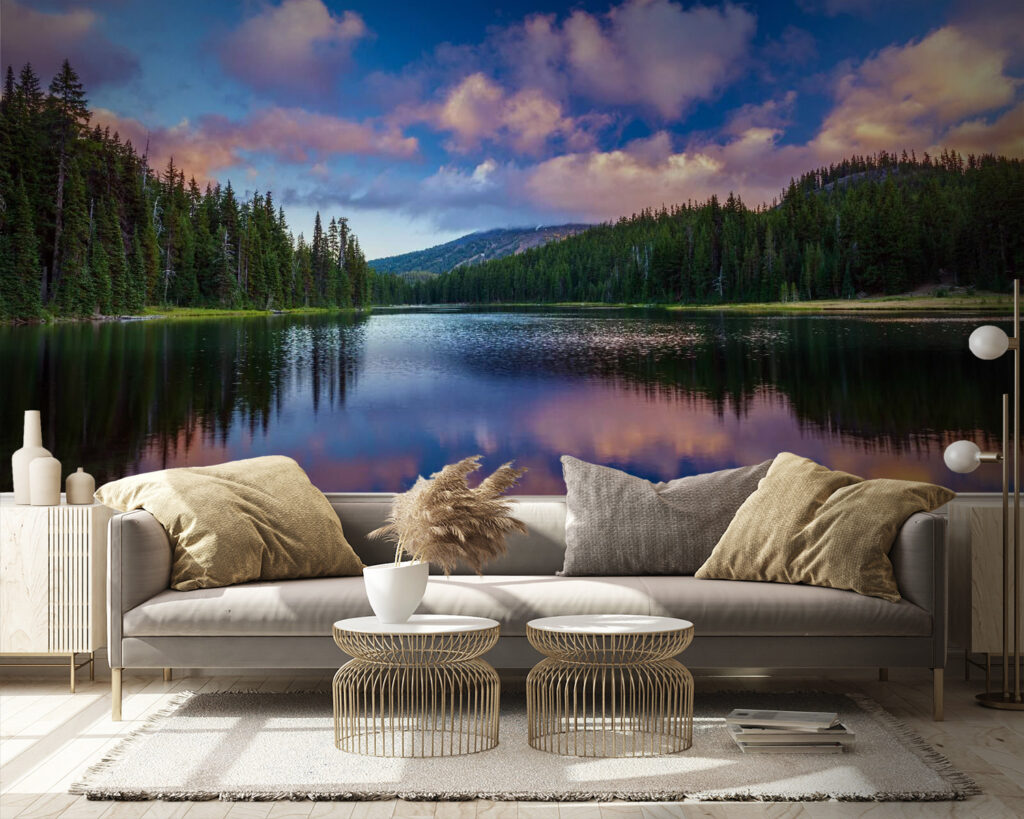 Boslucht spiegelt in meer — interieur 2