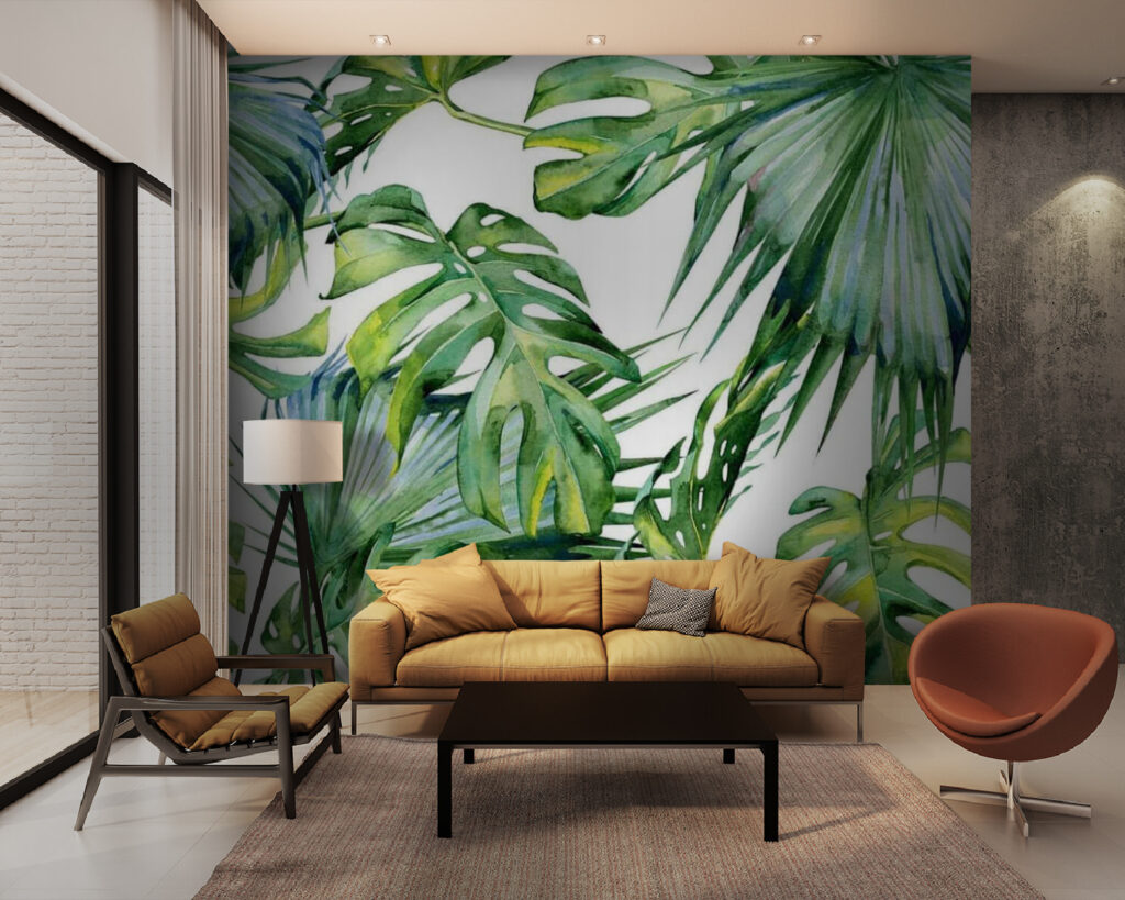 Groene bladeren in waterverf — interieur 2
