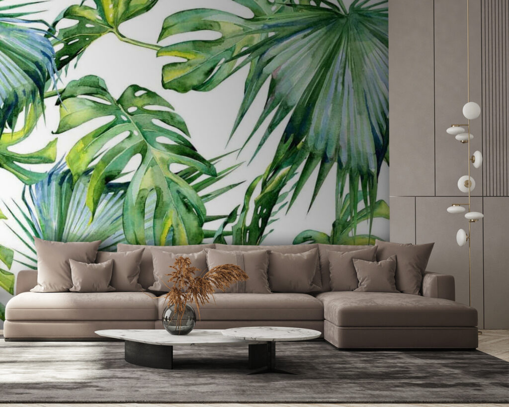 Groene bladeren in waterverf — interieur 1