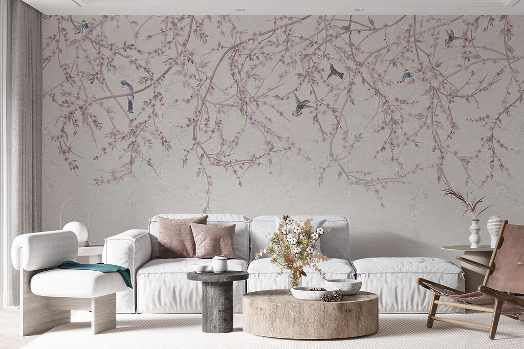 Vogeltjes onder hangende bloesem — interieur 2