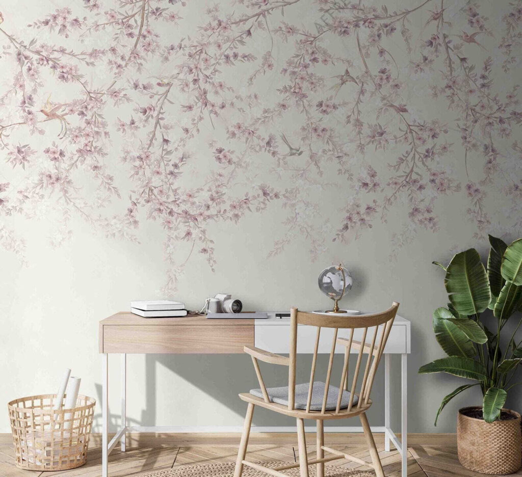 Vogeltjes onder hangende bloesem — interieur 1