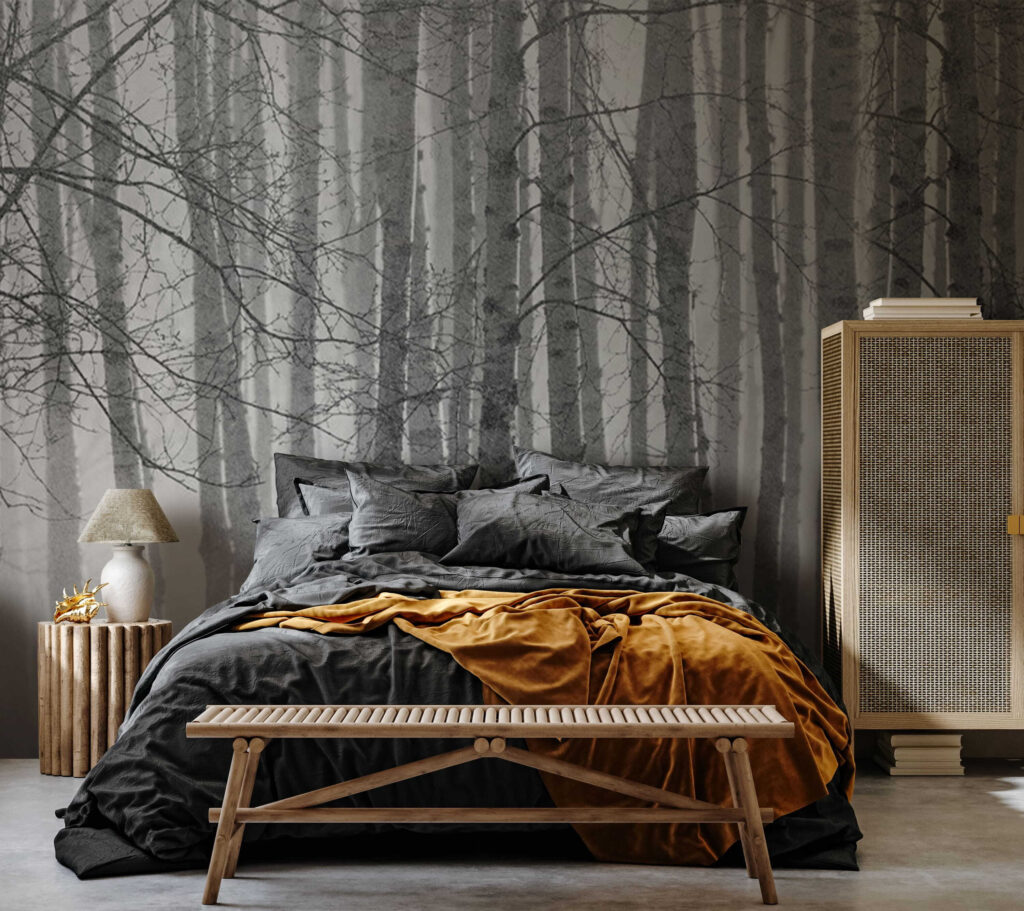 Berkenbos in zacht zwartwit — interieur 2