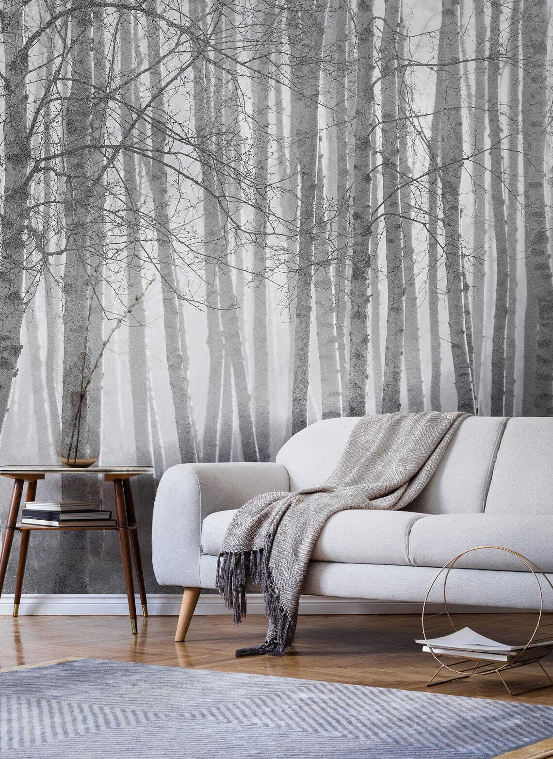 Berkenbos in zacht zwartwit — interieur 1