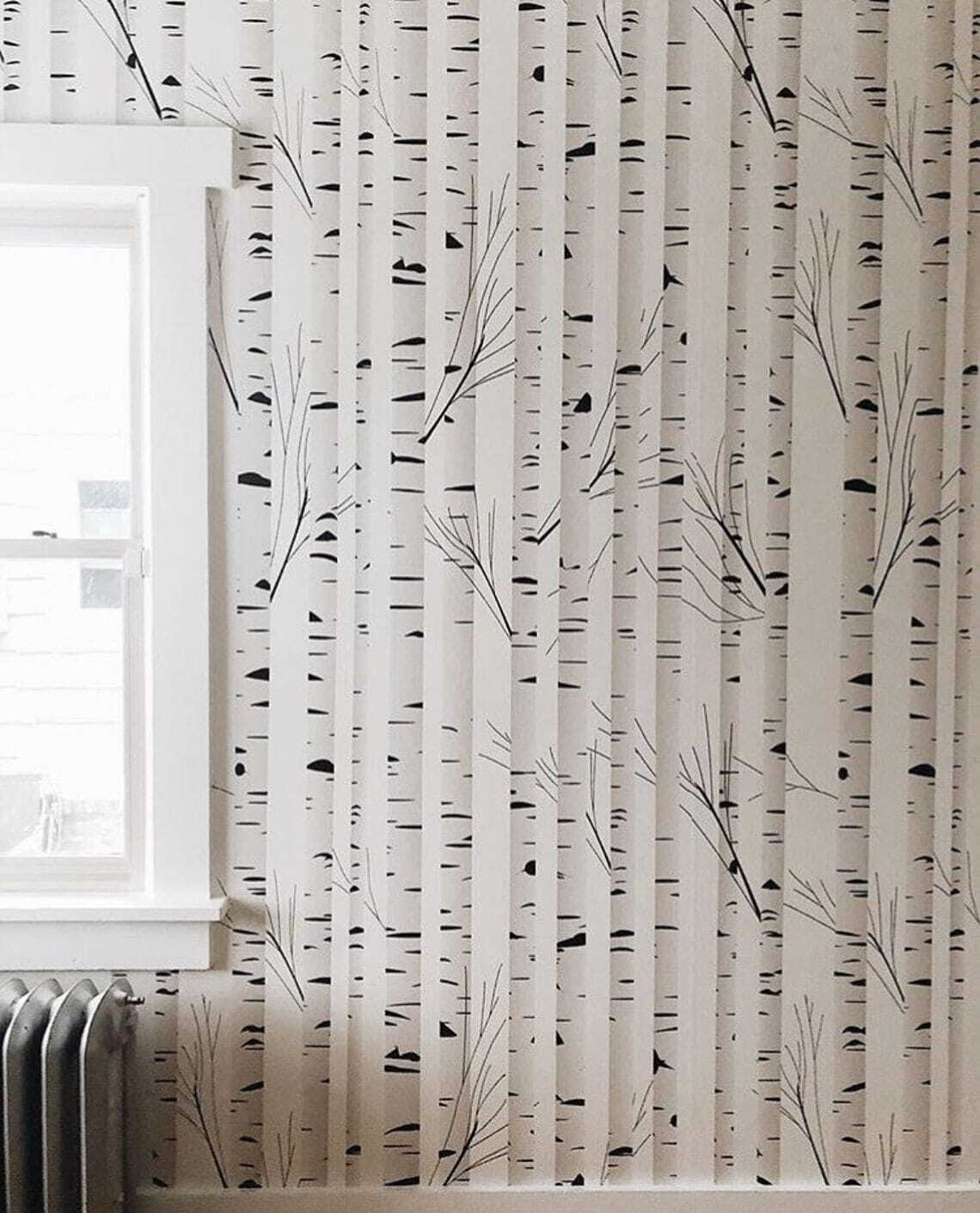 Witte berken als tekenpatroon — interieur 2