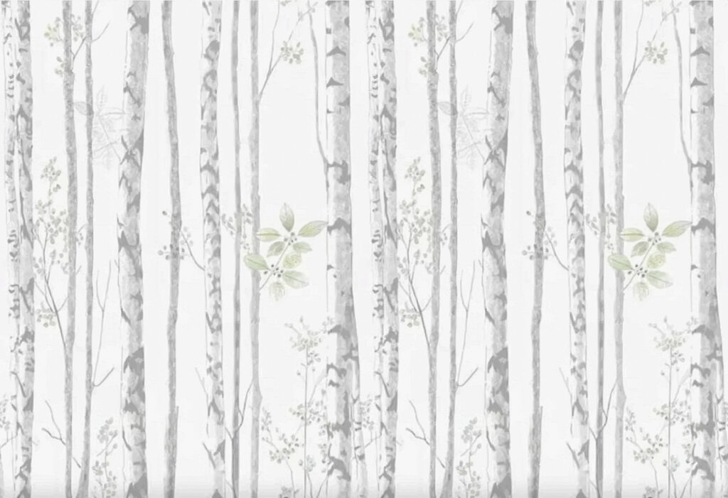 Berken met groene blaadjes — volledig ontwerp