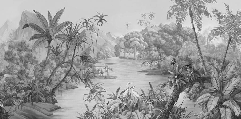 Tropisch water in grijstinten — volledig ontwerp