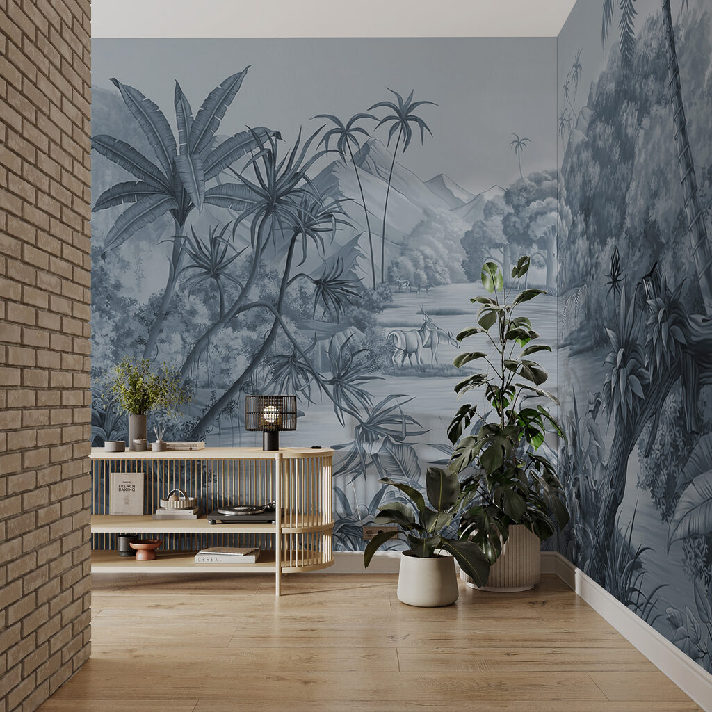 Een rivier met zebra's en bergen — interieur 3