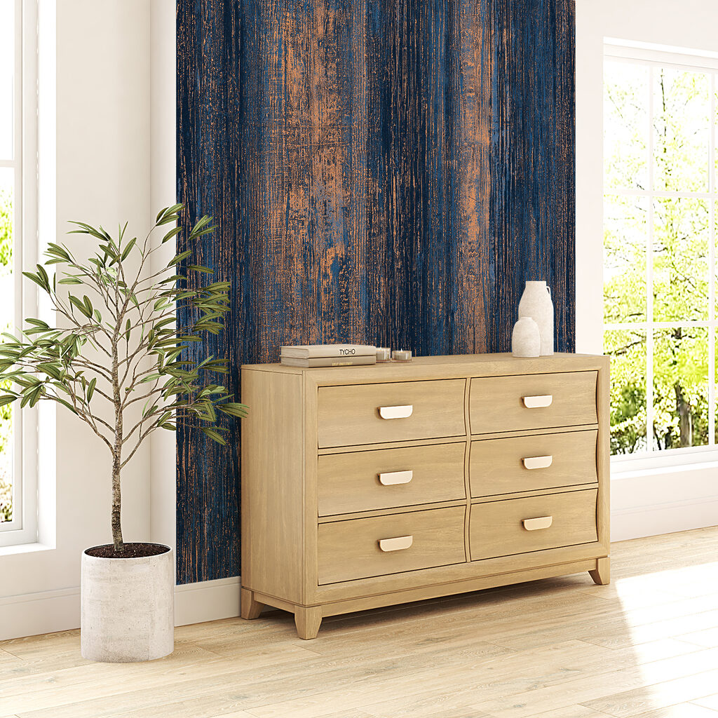 Blauw en oranje gestreept oppervlak — interieur 2