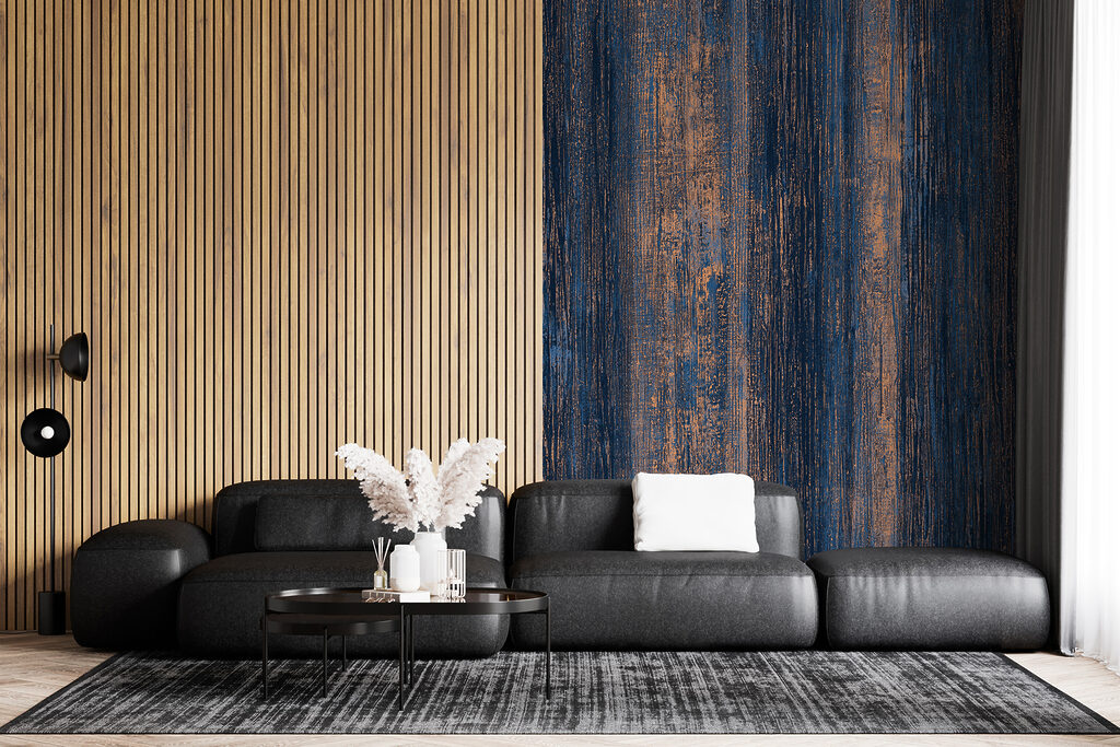 Blauw en oranje gestreept oppervlak — interieur 3