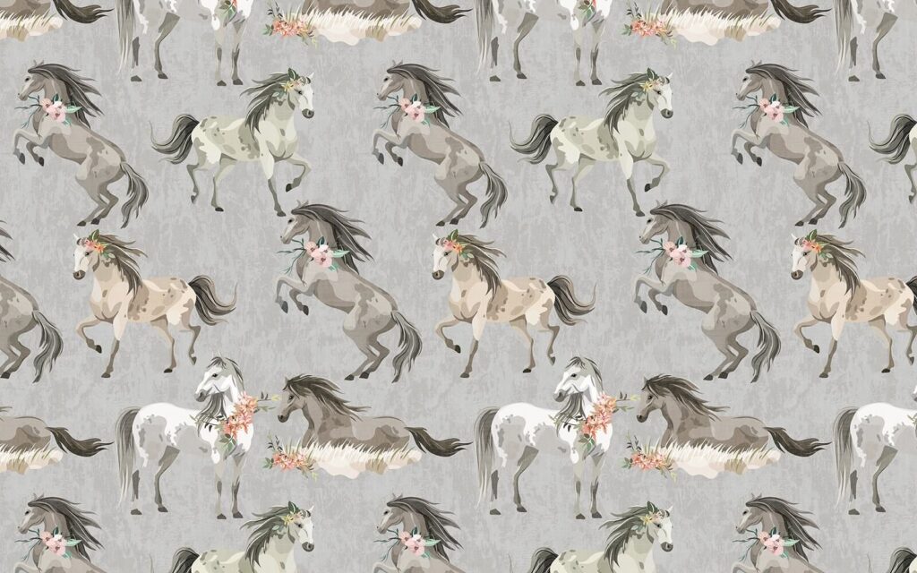 Paarden in herhaald aquarelritme — volledig ontwerp