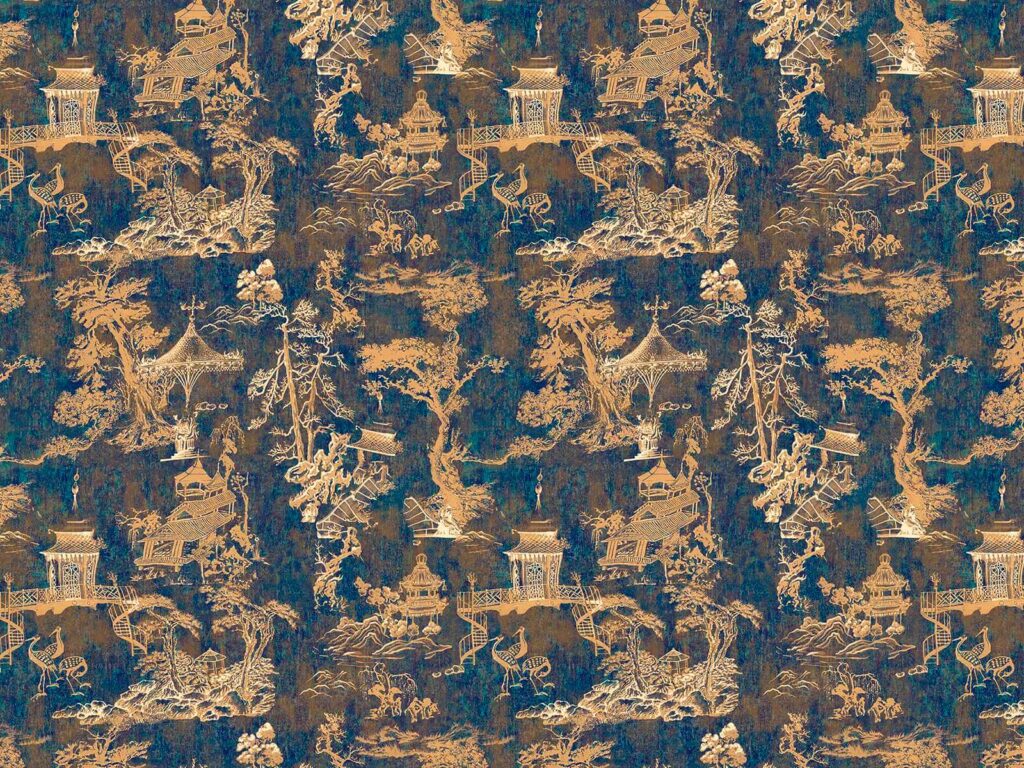 Gouden landschap op nachtblauw — volledig ontwerp