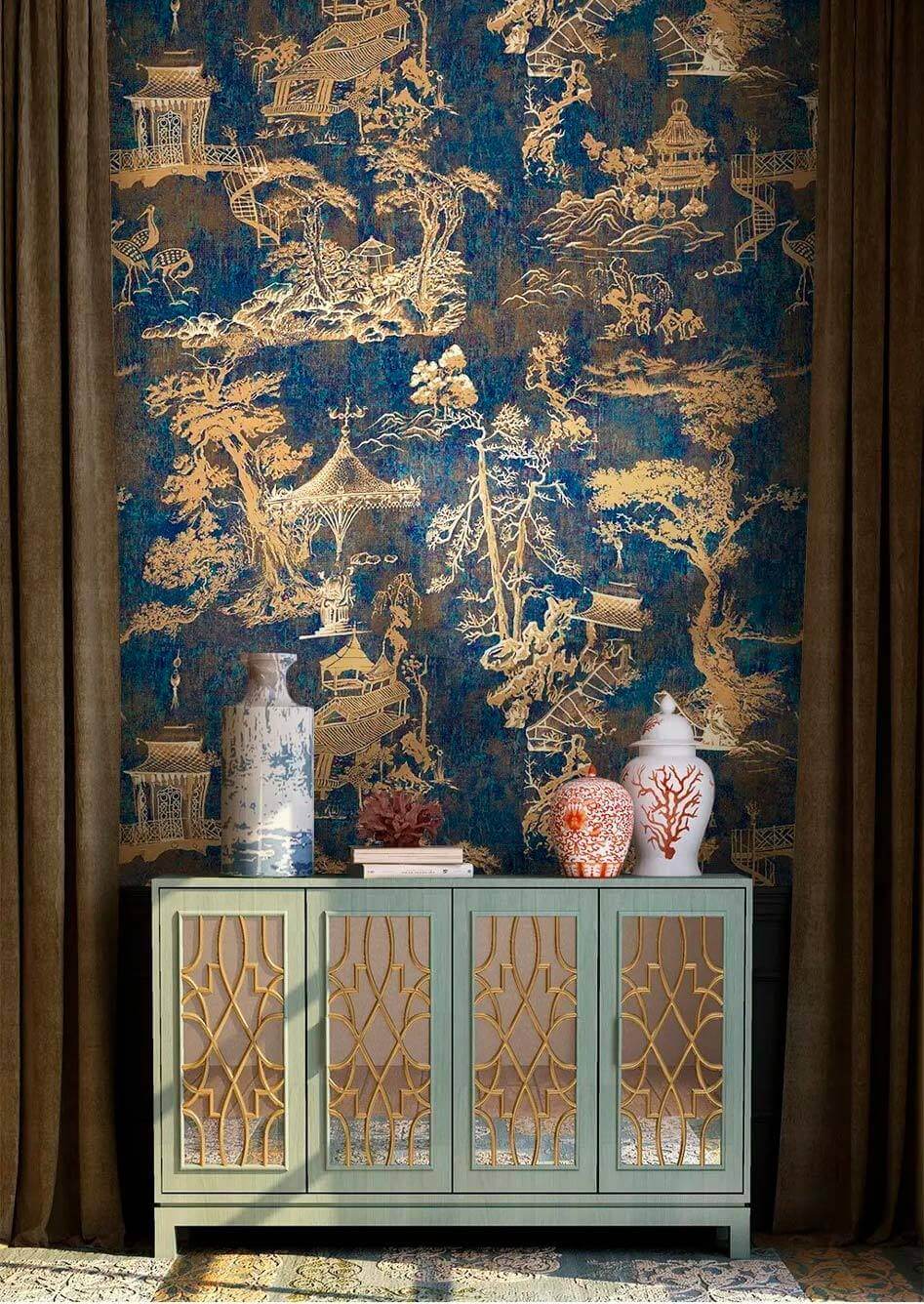 Gouden landschap op nachtblauw — interieur 1