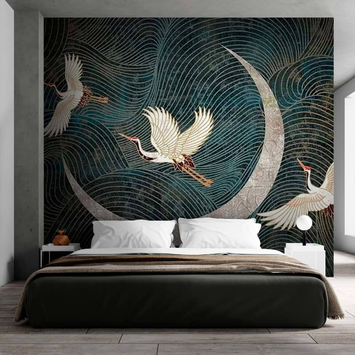 Kraanvogels rond een maansikkel — interieur 1