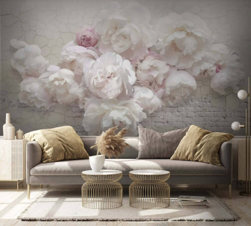 Bos witte bloemen in een interieur