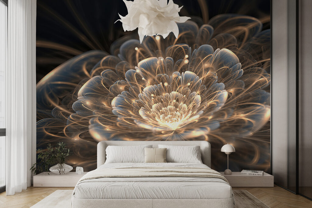 Lichtende bloem in goudkrullen — interieur 2