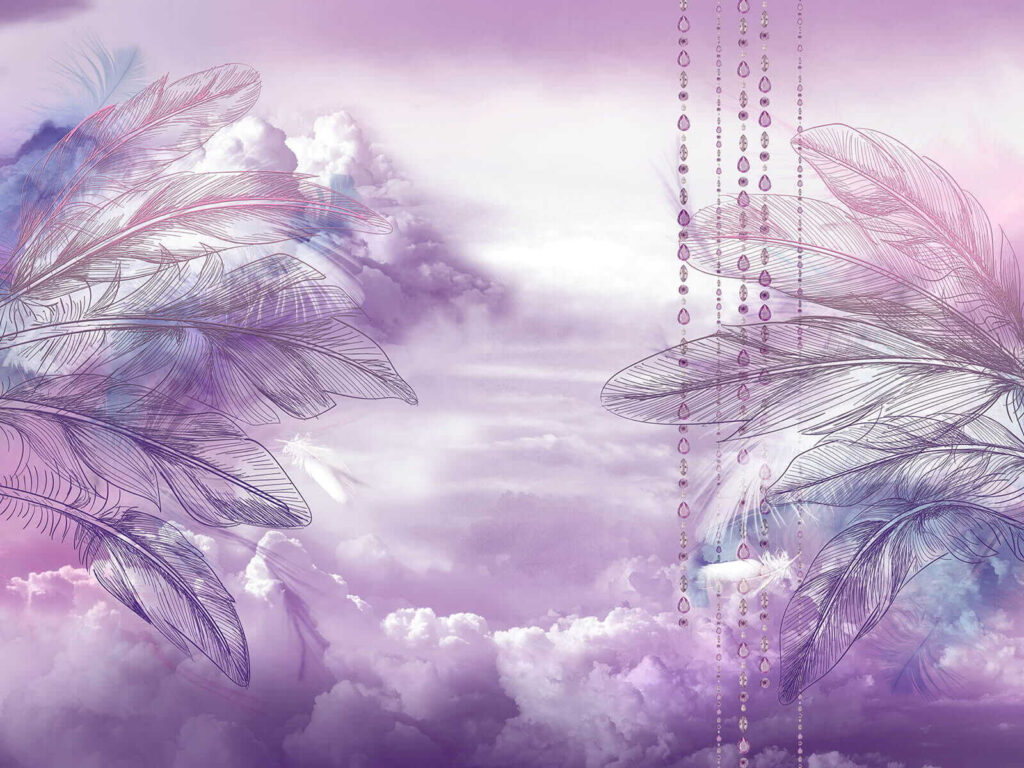 Paarse en roze wolken en een paarse lucht met wolken — volledig ontwerp