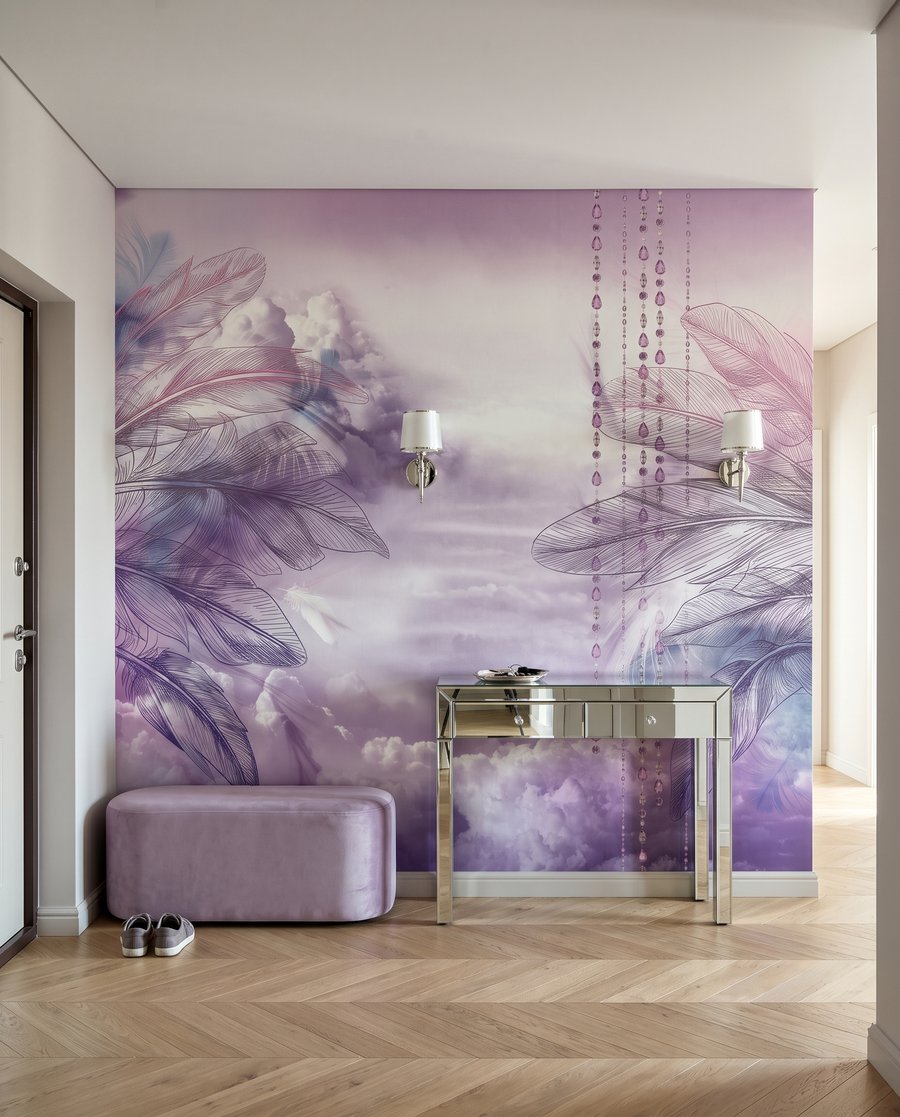 Paarse schommel tussen veren — interieur 7